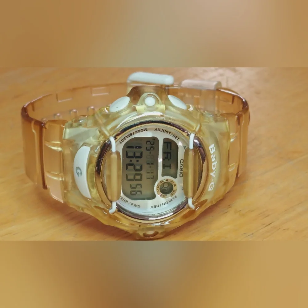 X Casio Baby-G Amber Digital Watch 43mm case with white wire protective cage - Picture 7 of 9